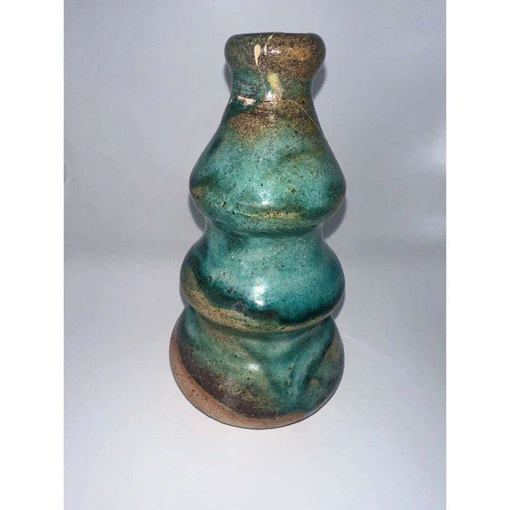 Glazed Pottery Vase Turquoise Pottery Unique Piece‎